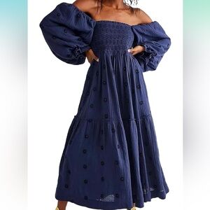 Free people dahlia embroidered maxi dress